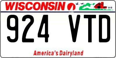 WI license plate 924VTD