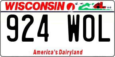 WI license plate 924WOL