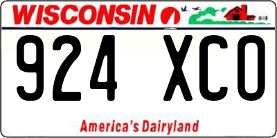 WI license plate 924XCO