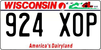WI license plate 924XOP