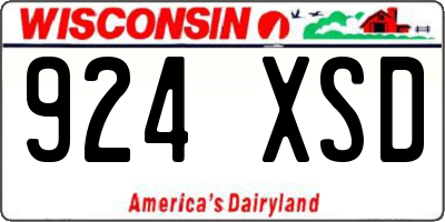 WI license plate 924XSD