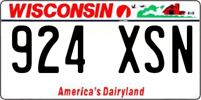 WI license plate 924XSN