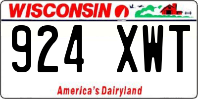WI license plate 924XWT