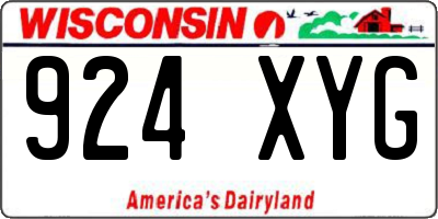 WI license plate 924XYG