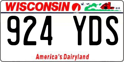 WI license plate 924YDS
