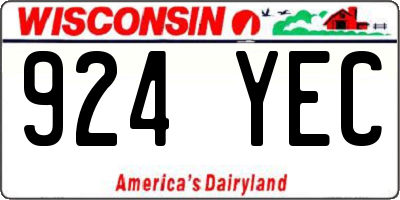 WI license plate 924YEC