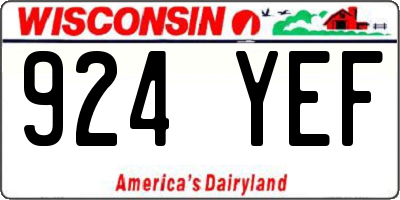 WI license plate 924YEF