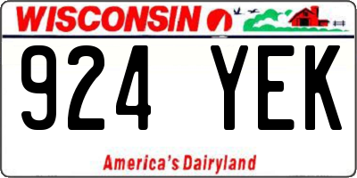 WI license plate 924YEK