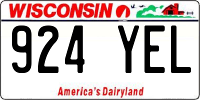 WI license plate 924YEL