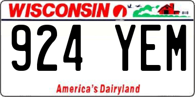 WI license plate 924YEM