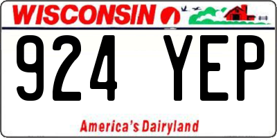 WI license plate 924YEP