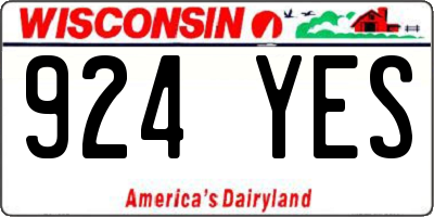 WI license plate 924YES