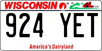 WI license plate 924YET