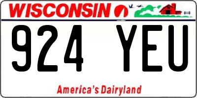 WI license plate 924YEU