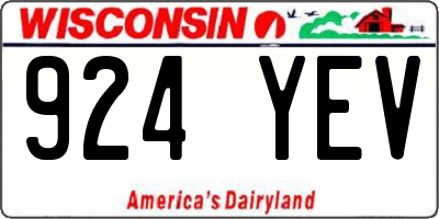 WI license plate 924YEV