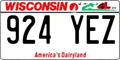 WI license plate 924YEZ