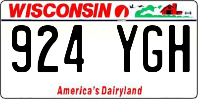 WI license plate 924YGH