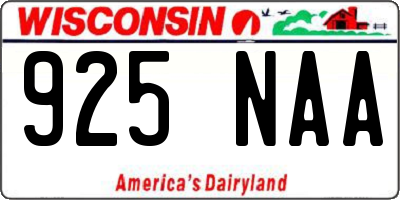 WI license plate 925NAA