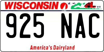 WI license plate 925NAC