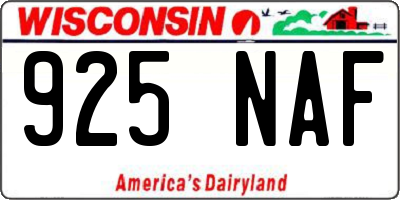 WI license plate 925NAF