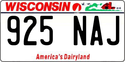 WI license plate 925NAJ