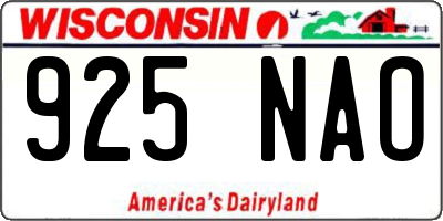 WI license plate 925NAO