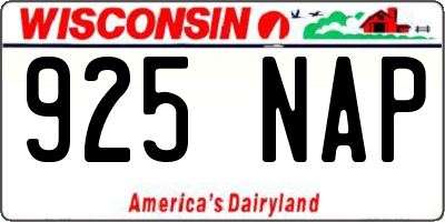 WI license plate 925NAP