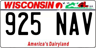 WI license plate 925NAV