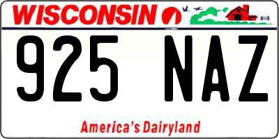 WI license plate 925NAZ