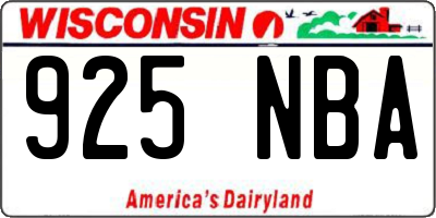 WI license plate 925NBA