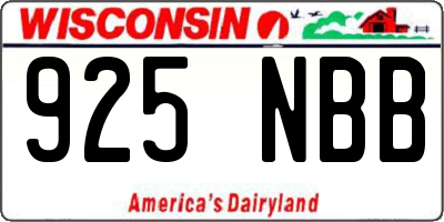 WI license plate 925NBB