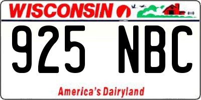 WI license plate 925NBC