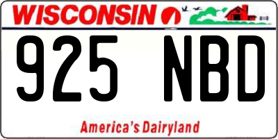 WI license plate 925NBD