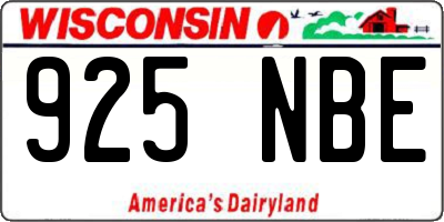 WI license plate 925NBE