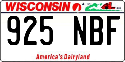 WI license plate 925NBF