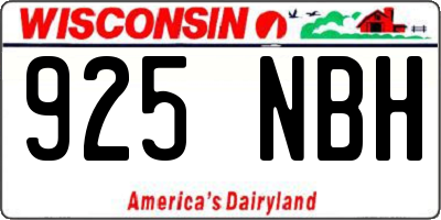 WI license plate 925NBH