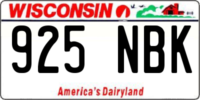 WI license plate 925NBK
