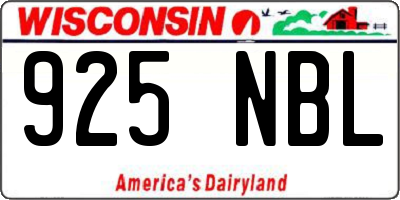 WI license plate 925NBL