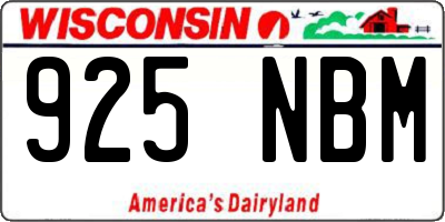 WI license plate 925NBM