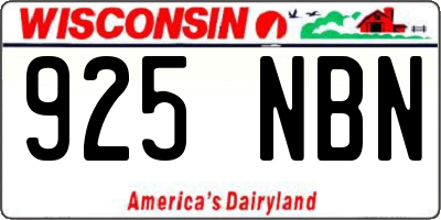 WI license plate 925NBN