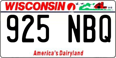 WI license plate 925NBQ