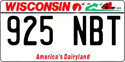 WI license plate 925NBT