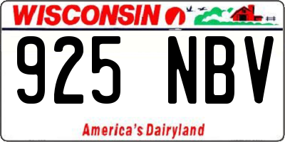 WI license plate 925NBV