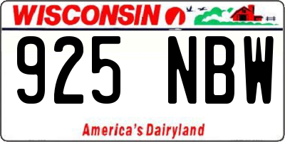 WI license plate 925NBW