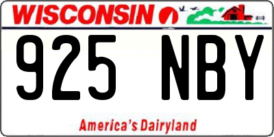 WI license plate 925NBY
