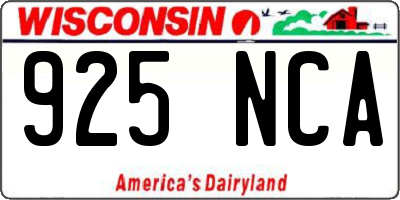 WI license plate 925NCA