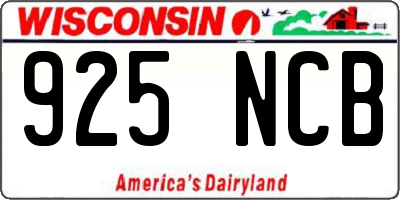 WI license plate 925NCB