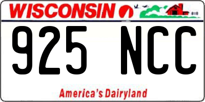 WI license plate 925NCC