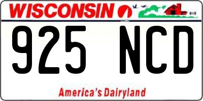 WI license plate 925NCD