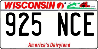 WI license plate 925NCE